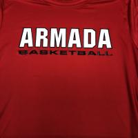 2 colour screenprint on armada basketball warmup
